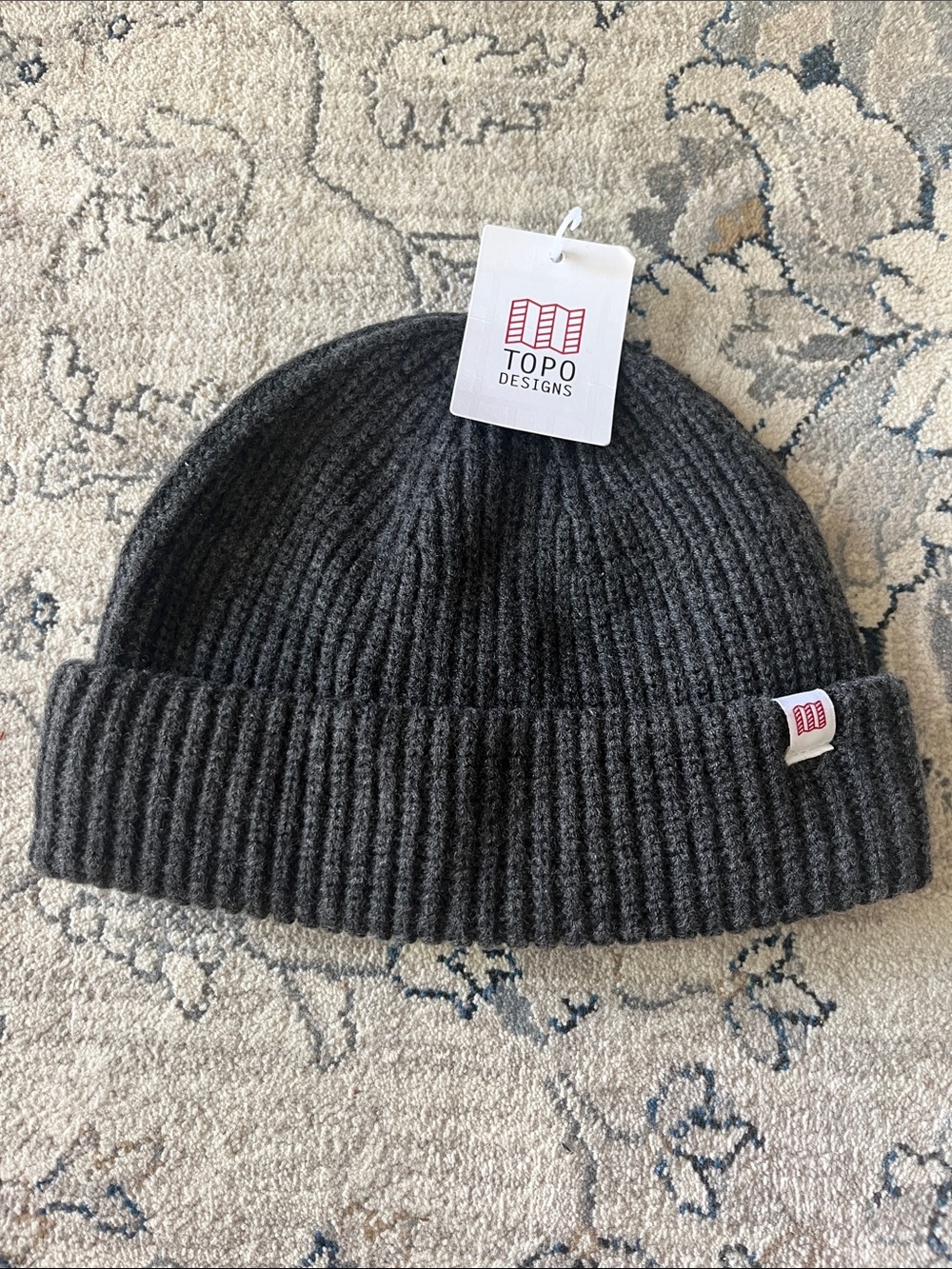 Topo Designs Wool Blend Beanie in Charcoal Gray